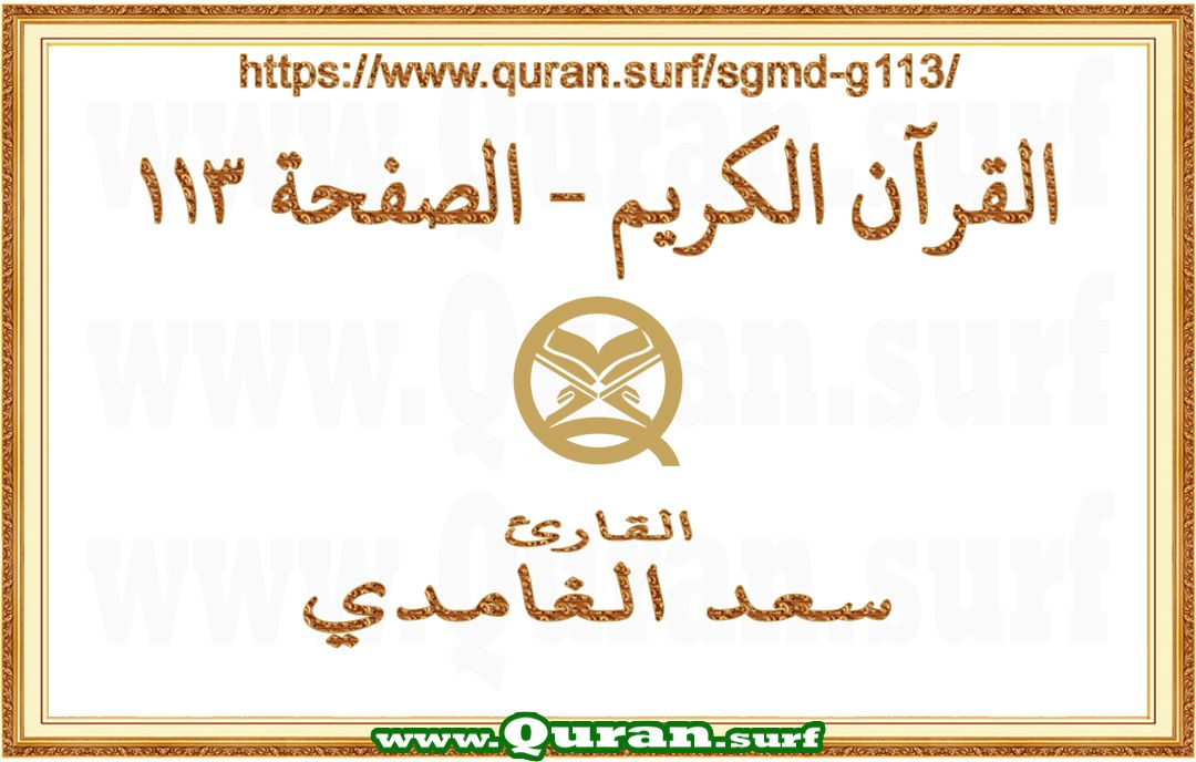 Holy Qur'an Page 113 | Saad Al-Ghamdi | Text highlighting vertical video on Holy Quran Recitation